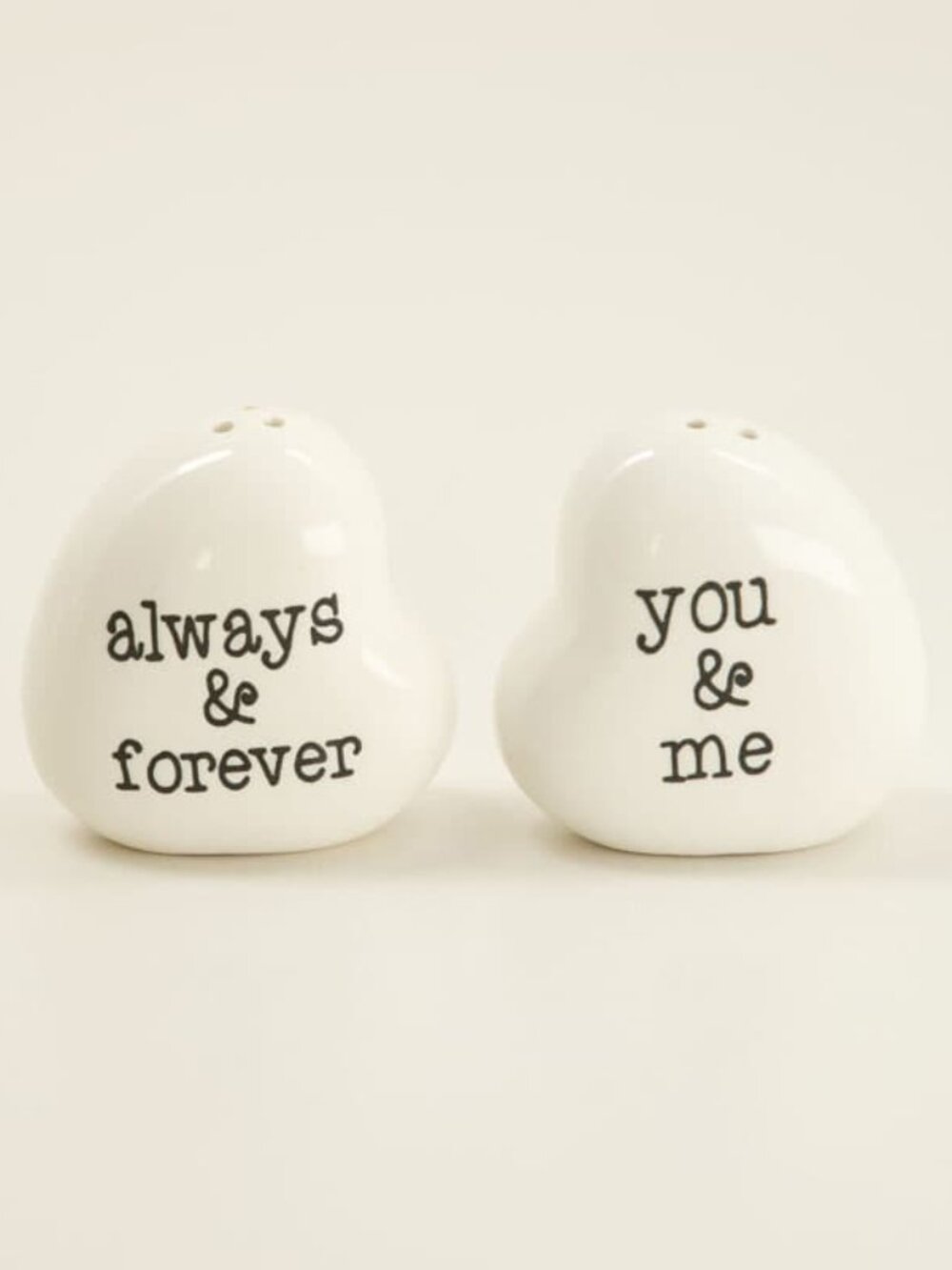 NWT Cracker Barrel Heart Salt & Pepper Shaker Set Always Forever You Me Ceramic - Picture 1 of 7